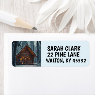 LOG CABIN WINTER RETURN ADDRESS LABELS