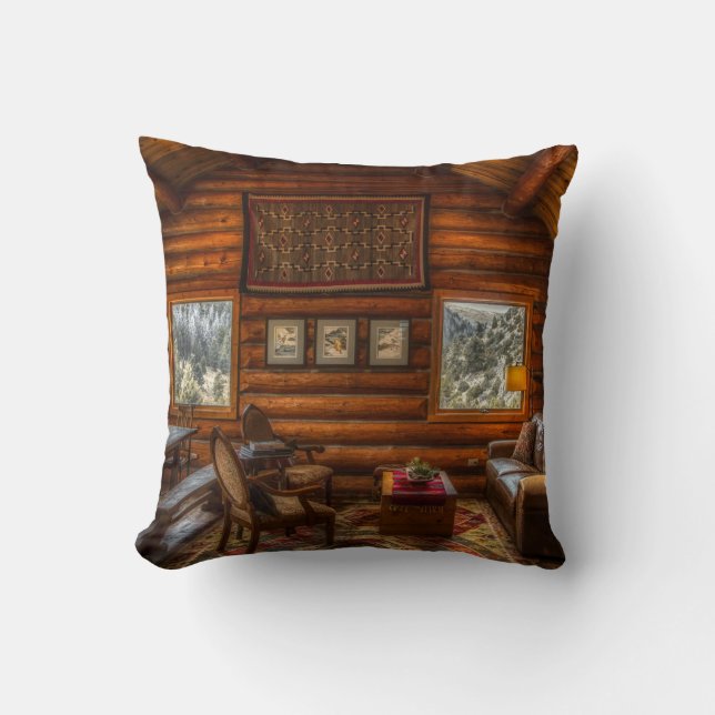 LOG HOUSE LIVING ROOM PILLOW KISSEN (Vorderseite)
