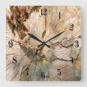 Log Pattern Quadratische Wanduhr
