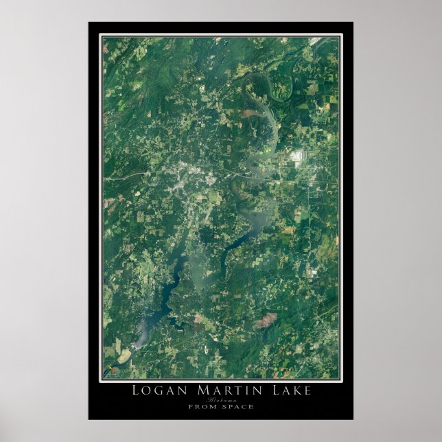 Logan Martin Lake Alabama Satellite Poster Karte (Vorne)