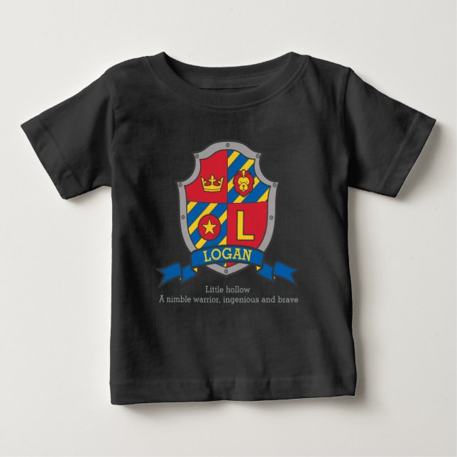Logan Name bedeutet Wappen Ritter Schild Baby T-shirt (Vorderseite)