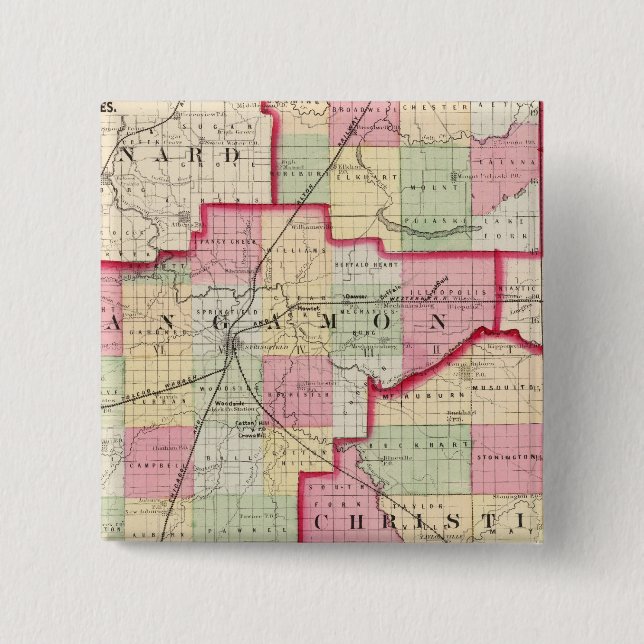 Logan, Sangamon, Christlichen Landkreis Button (Vorderseite)