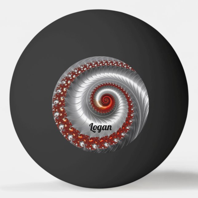 LOGAN ~ Silver Muschel ~ Fraktal Design ~ Tischtennisball (Vorderseite)
