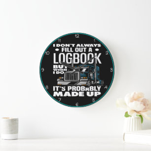 Logbook Made Up Trucker's humorvolle Aquamarine Große Wanduhr
