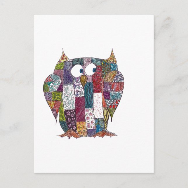 LogCabin Owl Postkarte (Vorderseite)