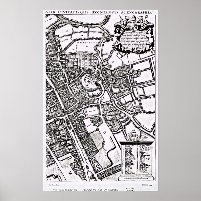 Loggan-Karte von Oxford, Western Sheet Poster (Vorne)