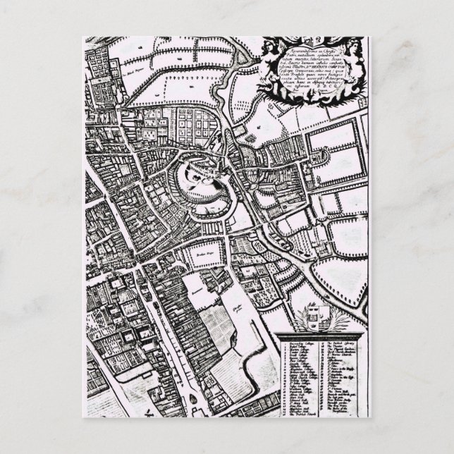 Loggan-Karte von Oxford, Western Sheet Postkarte (Vorderseite)