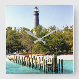 Loggerhead Key Lighthouse, Dry Tortugas Florida Quadratische Wanduhr