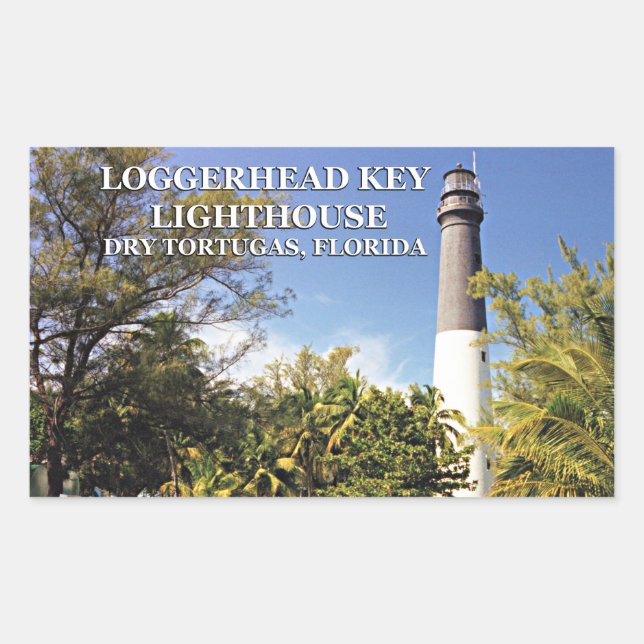 Loggerhead Key Lighthouse, Dry Tortugas Florida Rechteckiger Aufkleber (Vorderseite)