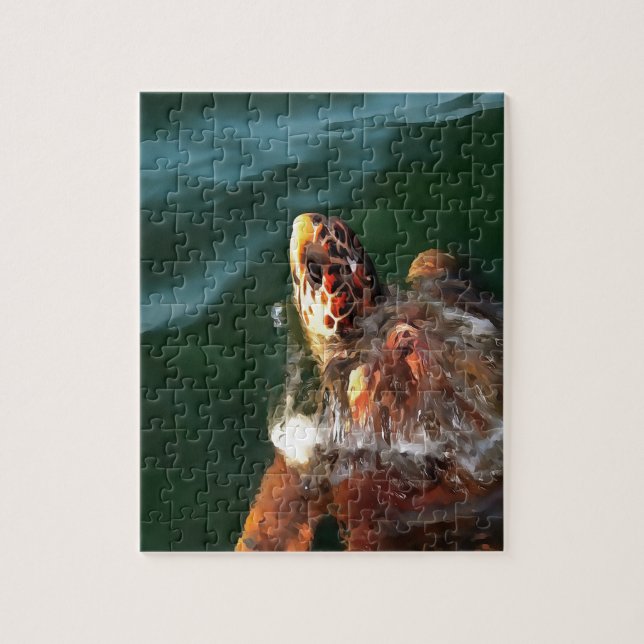 Loggerhead Sea Turtle Artistic Portrait (Vertikal)