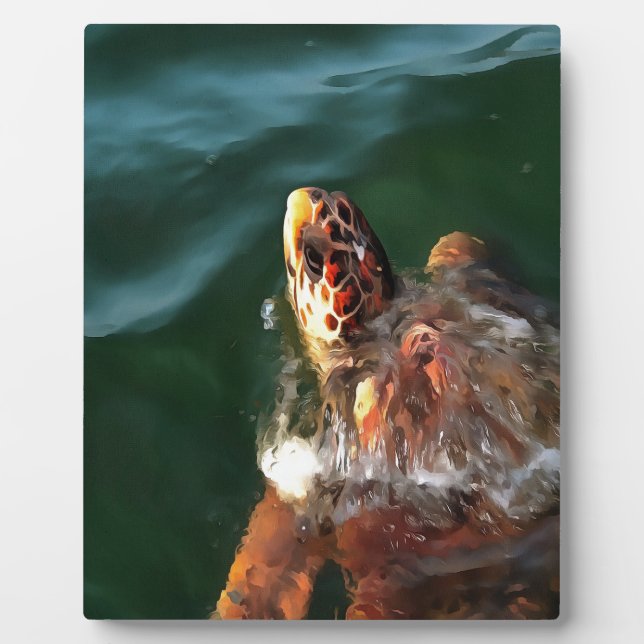 Loggerhead Sea Turtle Artistic Portrait Fotoplatte (Vorderseite)