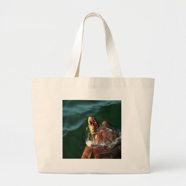 Loggerhead Sea Turtle Artistic Portrait Jumbo Stoffbeutel (Vorne)
