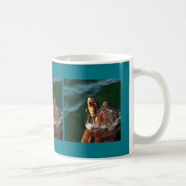 Loggerhead Sea Turtle Artistic Portrait Kaffeetasse (Rechts)