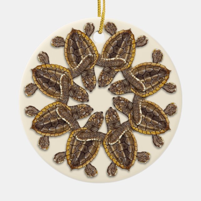 Loggerhead Sea Turtle Hatchlings Keramik Ornament (Vorne)
