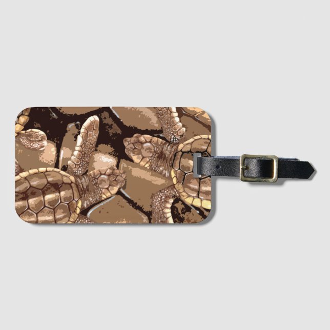 Loggerhead Sea Turtle Hatchlings Luggage Tag Gepäckanhänger (Vorderseite (Horizontal))