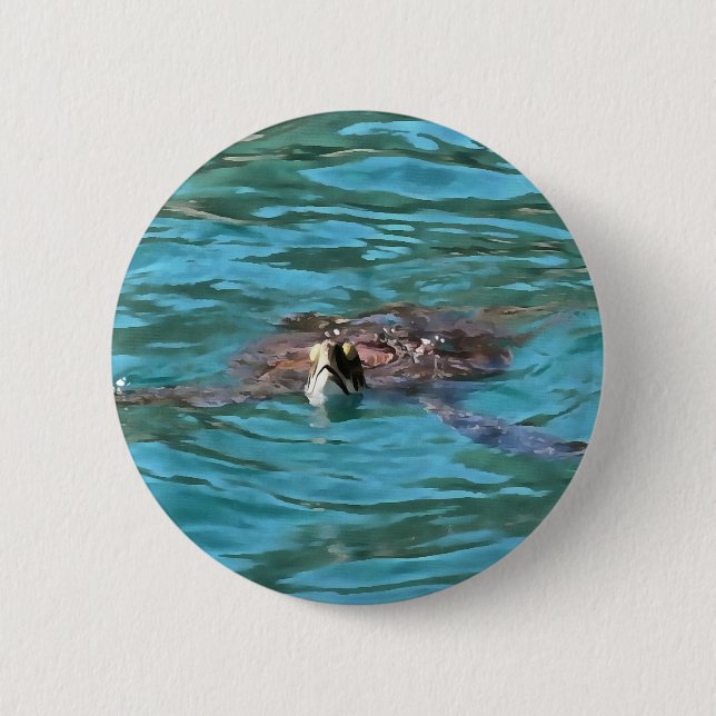 Loggerhead Sea Turtle Wildlife Art Button (Vorderseite)