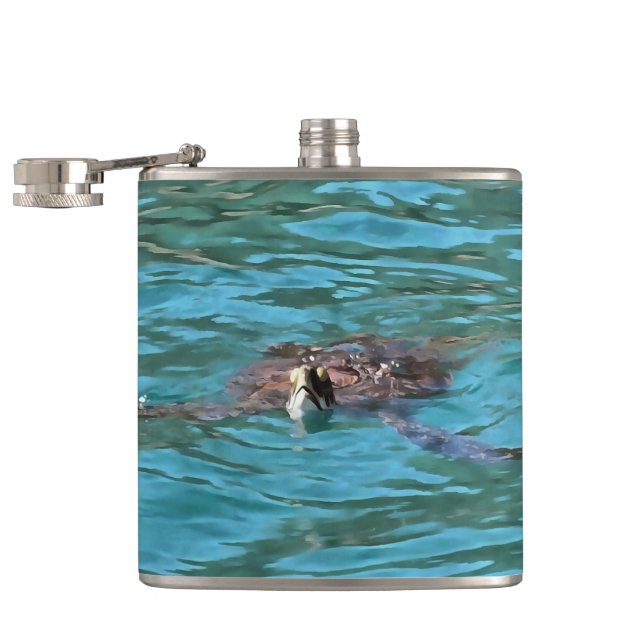 Loggerhead Sea Turtle Wildlife Art Flachmann (Geöffnet)