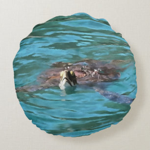 Loggerhead Sea Turtle Wildlife Art Rundes Kissen
