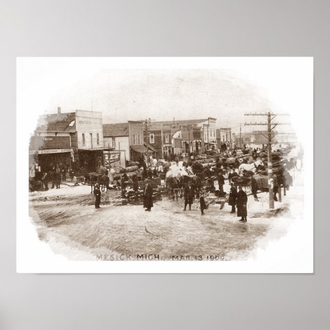 LOGGERS IN DEN STRASSEN VON MESICK, MICHIGAN ~ 190 POSTER (Vorne)