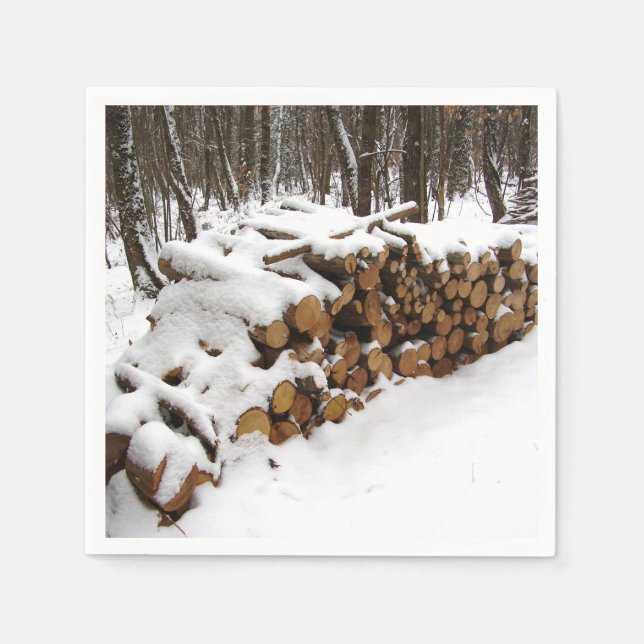 Logging Pile in der Wald Papier Napkins Serviette (Vorderseite)