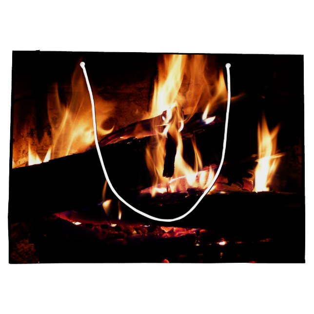 Loggt sich in der Feuer-Feuer-Fotografie ein Große Geschenktüte (Rückseite)
