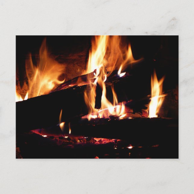 Loggt sich in der Feuer-Feuer-Fotografie ein Postkarte (Vorderseite)