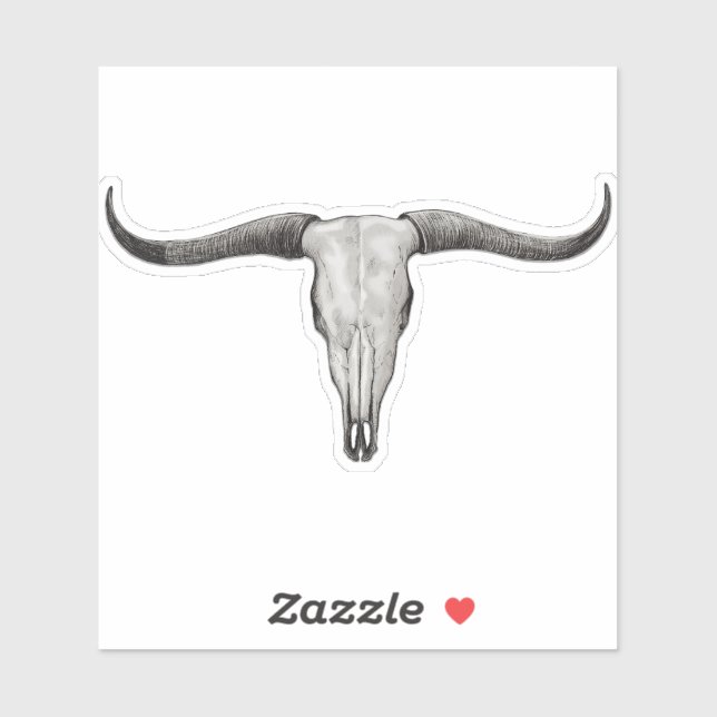 Loghorn Steer Bull Skull Aufkleber (Blatt)