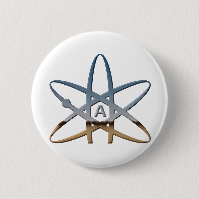 Logidea atheistisches Atomsymbol Button (Vorderseite)
