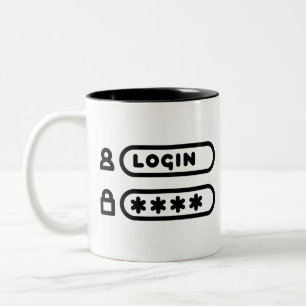 LOGIN / PASSWORT ZWEIFARBIGE TASSE