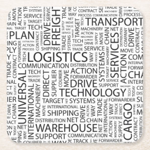 LOGISTIK kopieren mit Wörtern Rechteckiger Pappuntersetzer