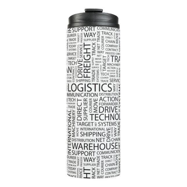 LOGISTIK kopieren mit Wörtern Thermosbecher (Vorderseite)