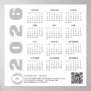 Logo 2026 Kalender QR-Code Firmenname Poster