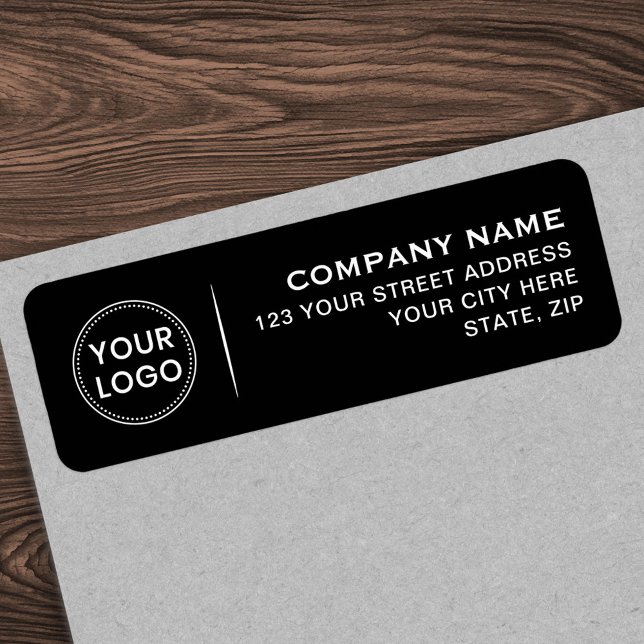 Logo 4 Zeilen schwarze Business-Rücksendeadresse (Logo 4 lines of text black business return address label)