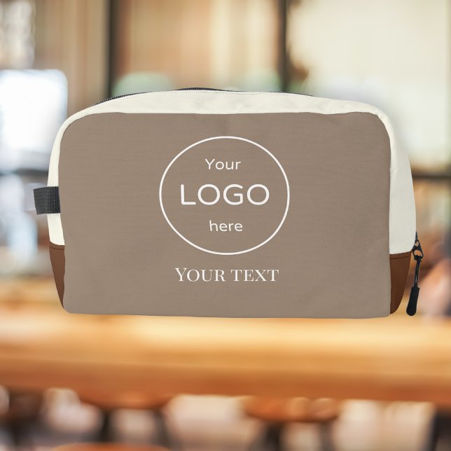 Logo accessoire beige brun cosmétique sac dopp (Créateur téléchargé)