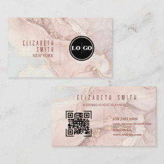 Logo-Agate in Rosa und Gold-QR-Code Visitenkarte