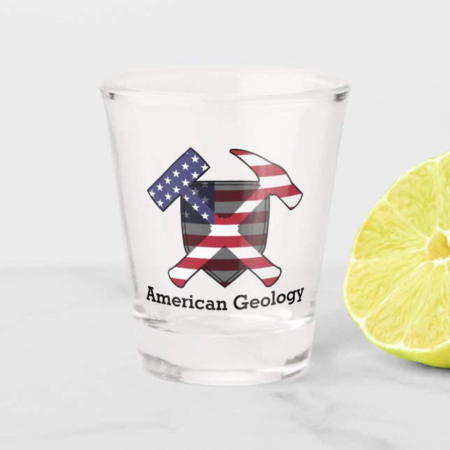 Logo "American Geology Rock Hammer" - individuell  Schnapsglas (Vorderseite)