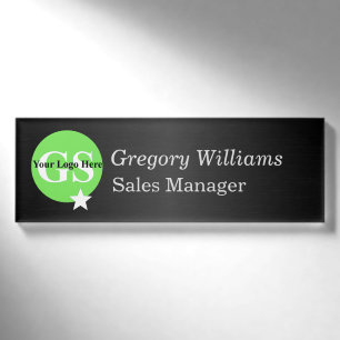 Logo-Angestellt-Namensschild Black Metallic Look Namenschild