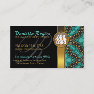 Logo + aquamarine Gold- und Black-Mode-Visitenkart Visitenkarte