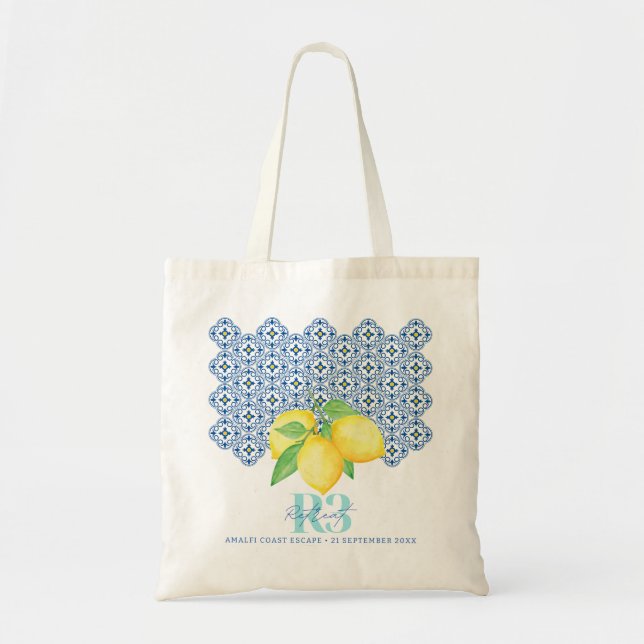 Logo "Aquarellon Lemon Mediterrane Tile" Tragetasche (Vorne)