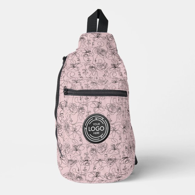Logo auf Blume und Facebook Pink Crossbody Bag (Vorderseite)