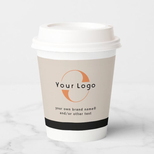 Logo auf der Ligh Tan + Black Text Company Busines Pappbecher (Vorderseite)