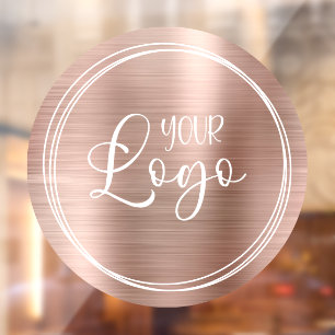 Logo auf drei White Rings mit Rose Gold Foil Fensteraufkleber