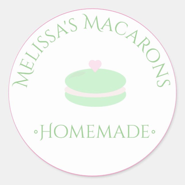 Logo-Aufkleber für das Macaron Herz, hausgemachte  Runder Aufkleber (Vorderseite)
