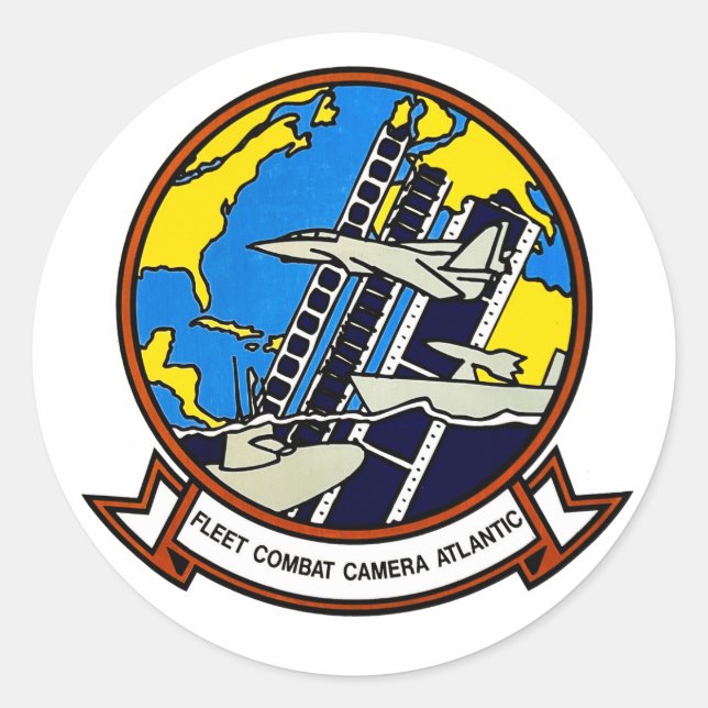 Logo-Aufkleber für die Fleet Combat Camera Atlanti Runder Aufkleber (Vorderseite)