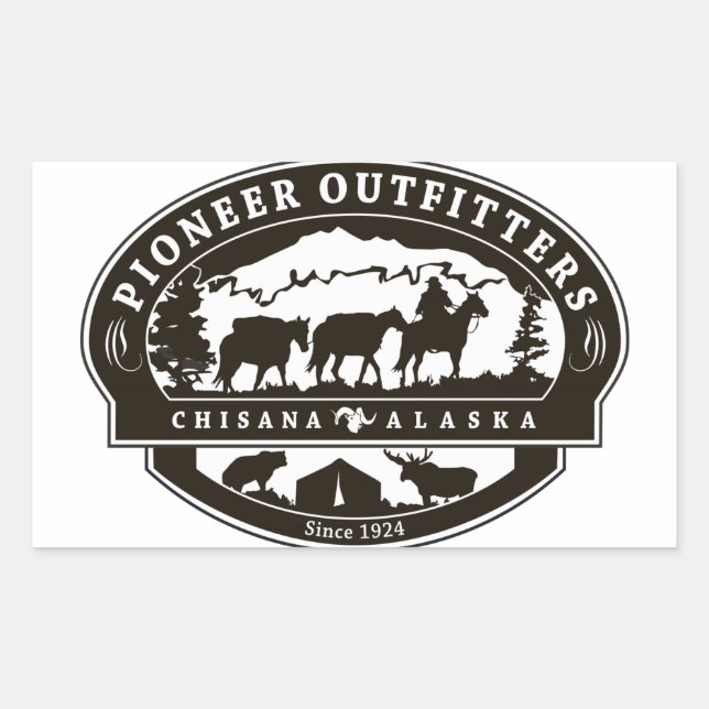 Logo-Aufkleber für Pioneer Outfitters Rechteckiger Aufkleber (Vorderseite)
