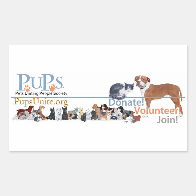 Logo-Aufkleber für PUPs Rechteckiger Aufkleber (Vorderseite)