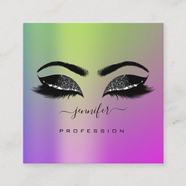Logo-Augen Grün rosa Berufliches Makeup Quadratische Visitenkarte (Vorderseite)