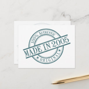 Logo aus dem Jahr 2005, runder Gummistempel "Made  Postkarte