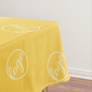 Logo-Ausstellung im benutzerdefinierten Gelben Res Tischdecke