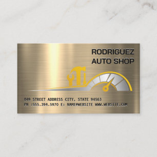 Logo Auto-Reparatur Werkstatt Gold Metallisch Visitenkarte